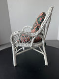White Woven Wicker Doll Chair with Cushions
