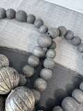 Pair of Black Decorative Wooden Bead Strings with Jute Tassels