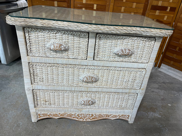 Pier 1 Wicker Dresser with Protective Glass