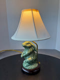 Green Crackled Ceramic Bunny Rabbit Vintage Lamp (WORKS)