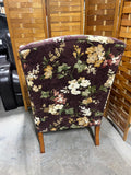 Purple Floral Wing Back Chair