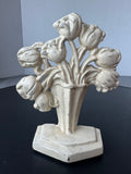 Antique John Wright Victorian Cream Painted Cast Iron Tulips Doorstop