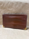 Large Brown Leather Clutch With Brass Corners