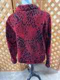 W’s Coldwater Creek Animal Print Fleece w/Tapestry Buttons, Petite L