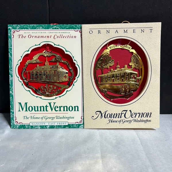 Pair Of Mount Vernon 24k Gold Finish Ornaments