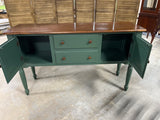 Nichols & Stone Buffet, green base with dark wood top