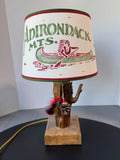 Natural Branch Lamp with Adirondack Mountains Cut Out Shade (WORKS)