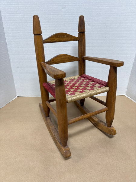 Wooden Doll Rocker with Woven Seat