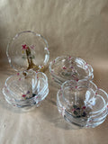 8 Piece Clear Glass Floral Dish Set