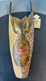Sejati of Bali Hand Carved Wooden Aflame Mask with Batik Fabric