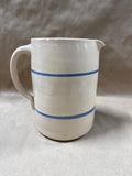 Pottery Pitcher With Blue Stripes