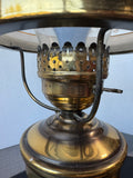 Quoizel Style Vintage Brass Hurricane Lamp with Floral Etched Glass Shade (WORKS)