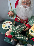 Holiday Scene Vintage Painting Santa AS IS (READ DESCRIPTION CAREFULLY)