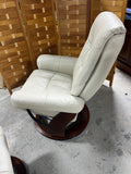 Benchmaster Leather Swivel Reclining Chair with Ottoman