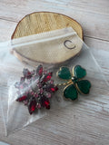 Pair of Gold Tone Rhinestone Brooches (C)