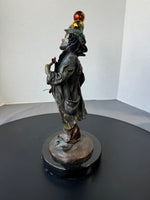 (B) Emmet Kelly Jr. Thinking of You Bronze Clown Sculpture by Peter Apsit