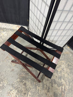 Black Canvas Dark Wooden Folding Luggage Rack