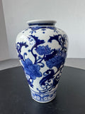 Blue & White Floral Chinoiserie Ceramic Vase