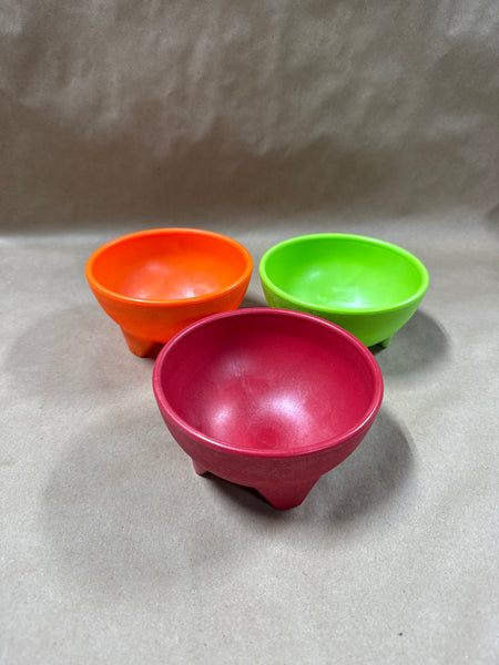 Set Of 3 Colorful Guacamole Footed Bowls