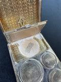 Art Deco Vintage Sterling Silver Compact Purse with 14K Gold Accents