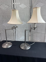Pair of Brushed Nickel Swing Arm Table Lamps (WORKS)