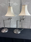 Pair of Brushed Nickel Swing Arm Table Lamps (WORKS)