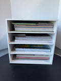 White 4-Tier Wooden Desktop Organizer Packed with Scrapbook Paper & Accessories