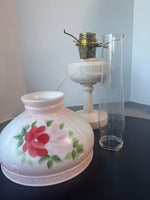 Aladdin Lincoln Drape Pink Alacite Floral Converted Oil Lamp (WORKS)