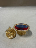 Gold Enamel WMF Germany Fruit Basket Pill Box READ DESCRIPTION