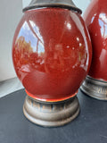 Pair of Pier 1 Imports Large Metal & Red Ceramic Vases