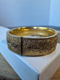 12K Gold Fill Etched Floral Cuff Bracelet