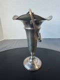 M. Fred Hirsch Sterling Silver Engraved Weighted Trumpet Vase with Handle