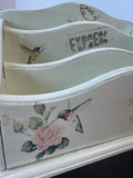Shabby Chic Pale Green Hummingbird Wooden Desk Organizer