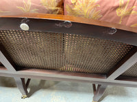 Cane Sofa on Casters with Cushions