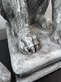Pair of Plaster Gargoyle Style Wolf Garden Sculptures or Halloween Decor