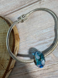 Trio of Blue Accented Silver Tone Bracelets