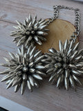 Silver Tone Starburst Floral Statement Necklace (AS IS)