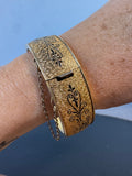 12K Gold Fill Etched Floral Cuff Bracelet