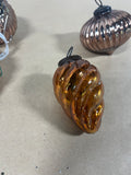 Brown Tone Glass Ornament Lot, 8 pc