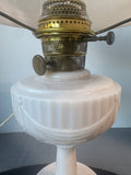 Aladdin Lincoln Drape Pink Alacite Floral Converted Oil Lamp (WORKS)