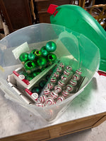 Glass Ornament Lot w/Ornament Storage Tub