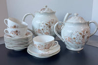 15-piece LS&S Carlsbad Austria Peach Floral Porcelain Tea Set