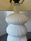 Pair of White Stacked Sea Urchin Table Lamps (WORKS)
