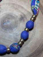 Purple Fabric Necklace with Gold Bead Accents