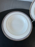 (B) 5-Piece Wedgwood England Palatia R4700 Greek Key Bone China Rimmed Soup Bowls Set (2 SETS AVAILABLE—PRICED INDIVIDUALLY AT $145 EACH SET)