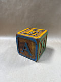 Wooden ABC Block Piggy Bank With Kennedy Half Dollar Coins *READ DESCRIPTION*