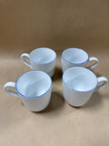 Royal Copenhagen Fluted Blue Rim First Quality Coffee Mugs #491 - Set Of 4 (D)