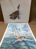 Lot Of 5 Unframed Bahama Islands Souvenir Lithographs By George Vaklev