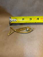 Gold Tone Fish Pin with Faux Pearl Eye