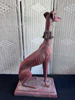 Red Cast Resin Vintage Heavyweight Whippet Dog Statue